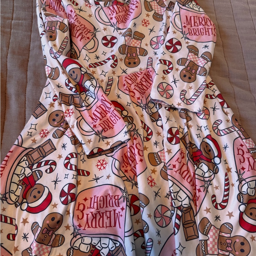 Festive Gingerbread Print Dress